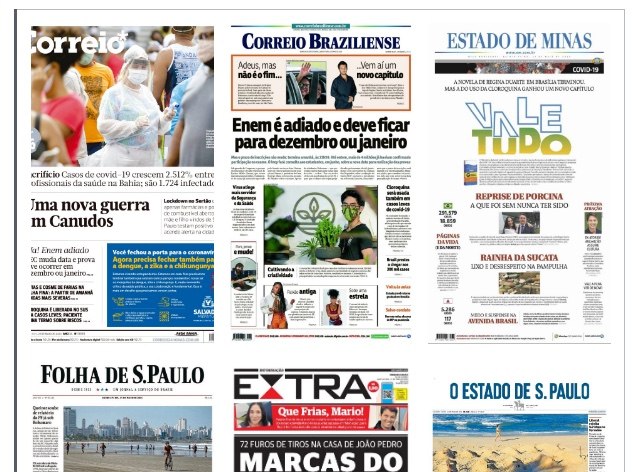 Capa dos jornais de hoje: Estado de Minas revive nomes de novela para retratar saída de Regina Duarte